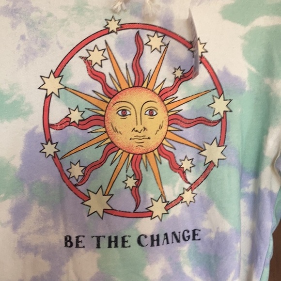 Relisted Be the change sun graphic tie dye print hoodie SM juniors - Picture 3 of 11